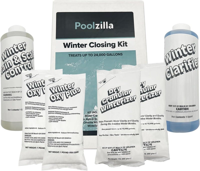 Poolzilla 24,000 Gallon Winterizing Kit, Closing Kit for Above and In-Ground Pools, Includes 1 Qt. Winter Clarifier, 1 Qt. Winter Control, 2 Lbs Winter Shock, 2 Lbs Winterizer - Image 1